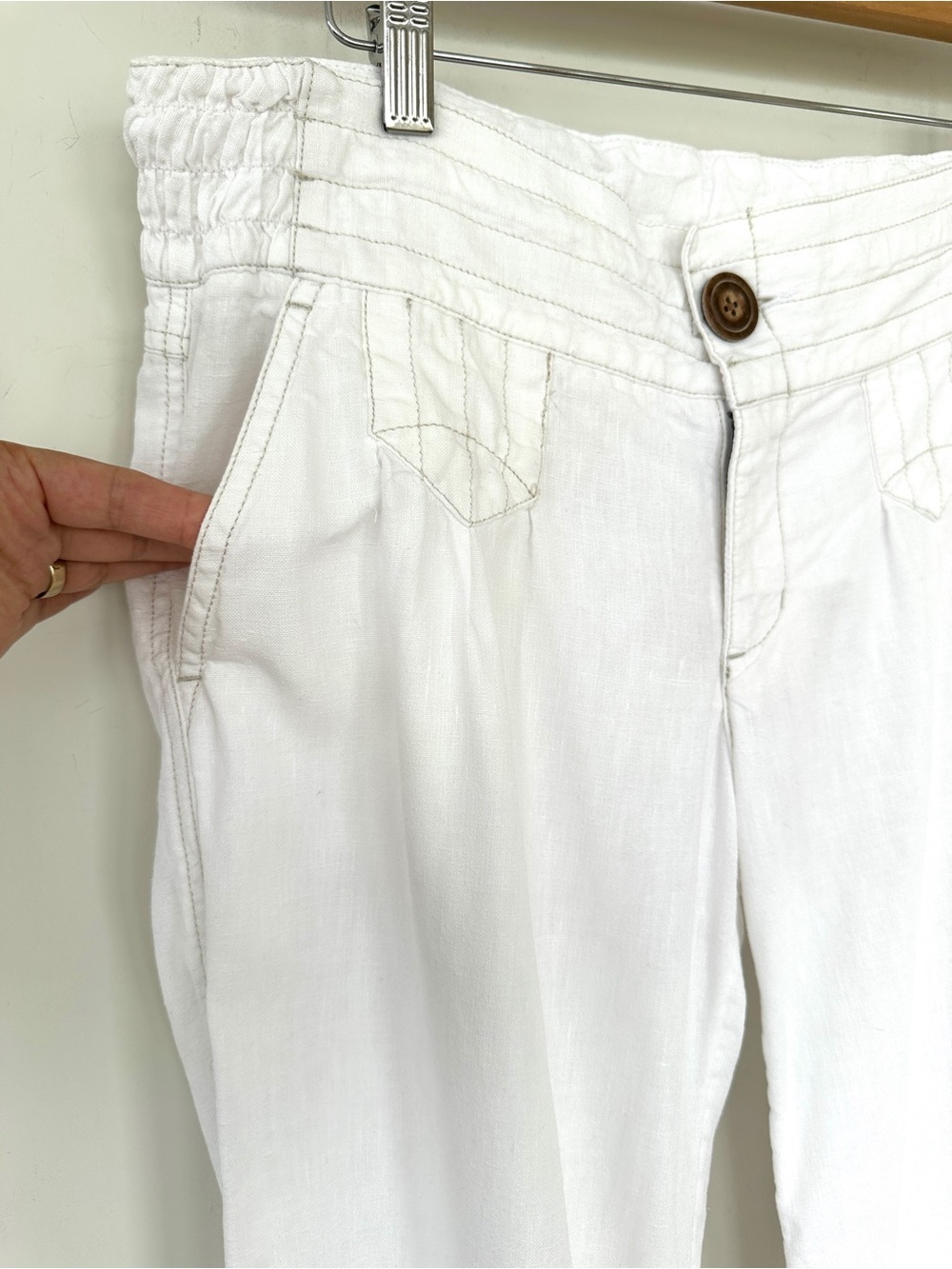 Athleta Casual Linen Pants, Medium Rise, Straight Legs, Relaxed Fit - Picture 5 of 13